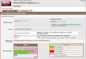 Calendario de Enero - citas IFE
