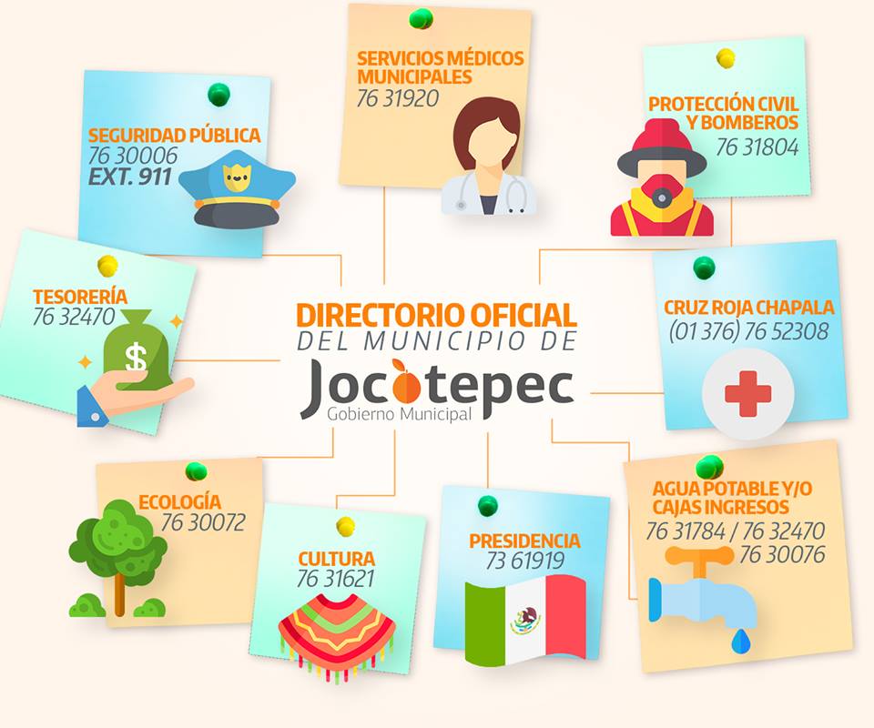 TELEFONOS DE LAS DEPENDENCIAS,GOBIERNO DE JOCOTEPEC