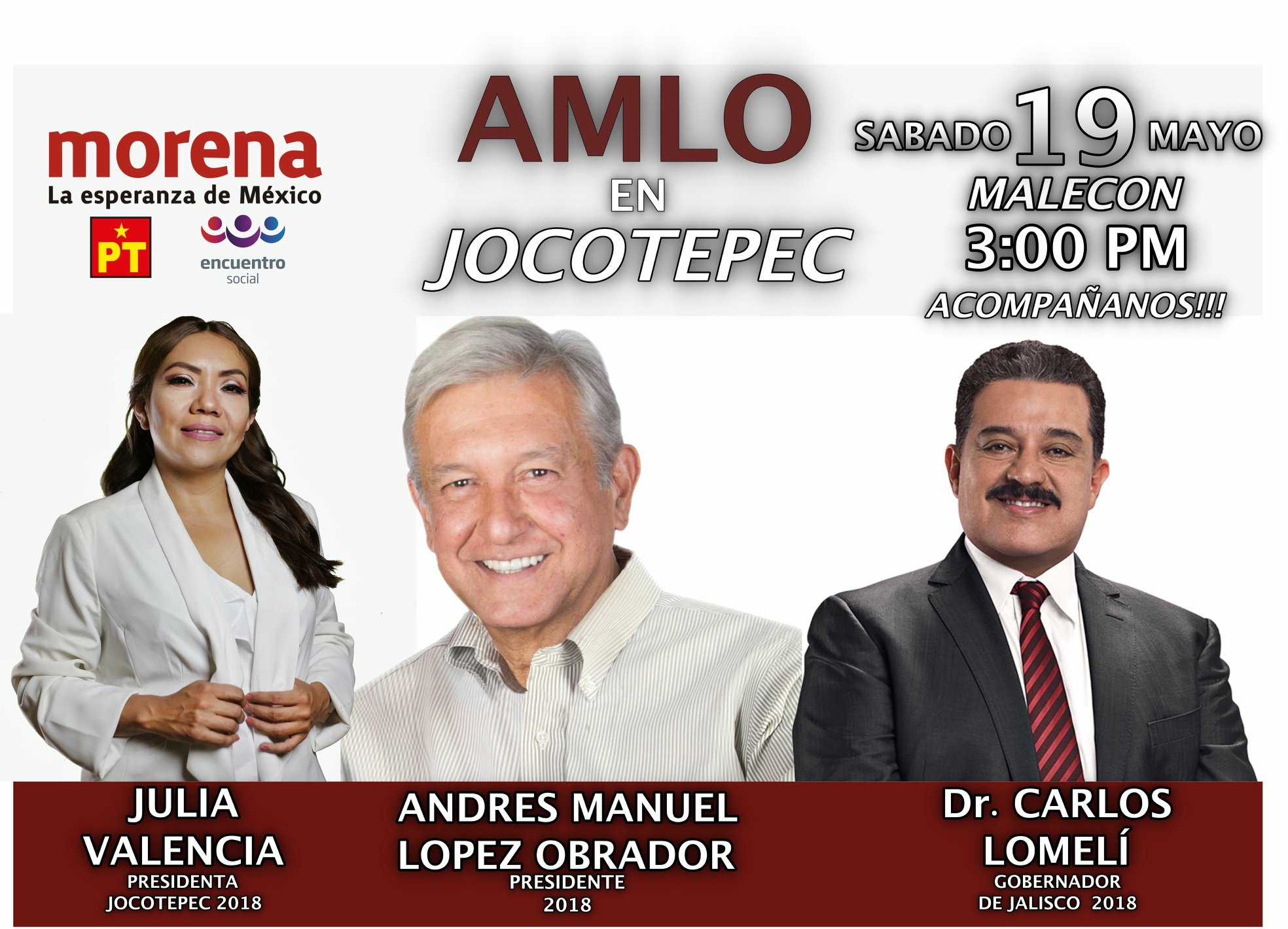 ANDRES MANUEL LÓPEZ OBRADOR,EN JOCOTEPEC CON JULIA VALENCIA