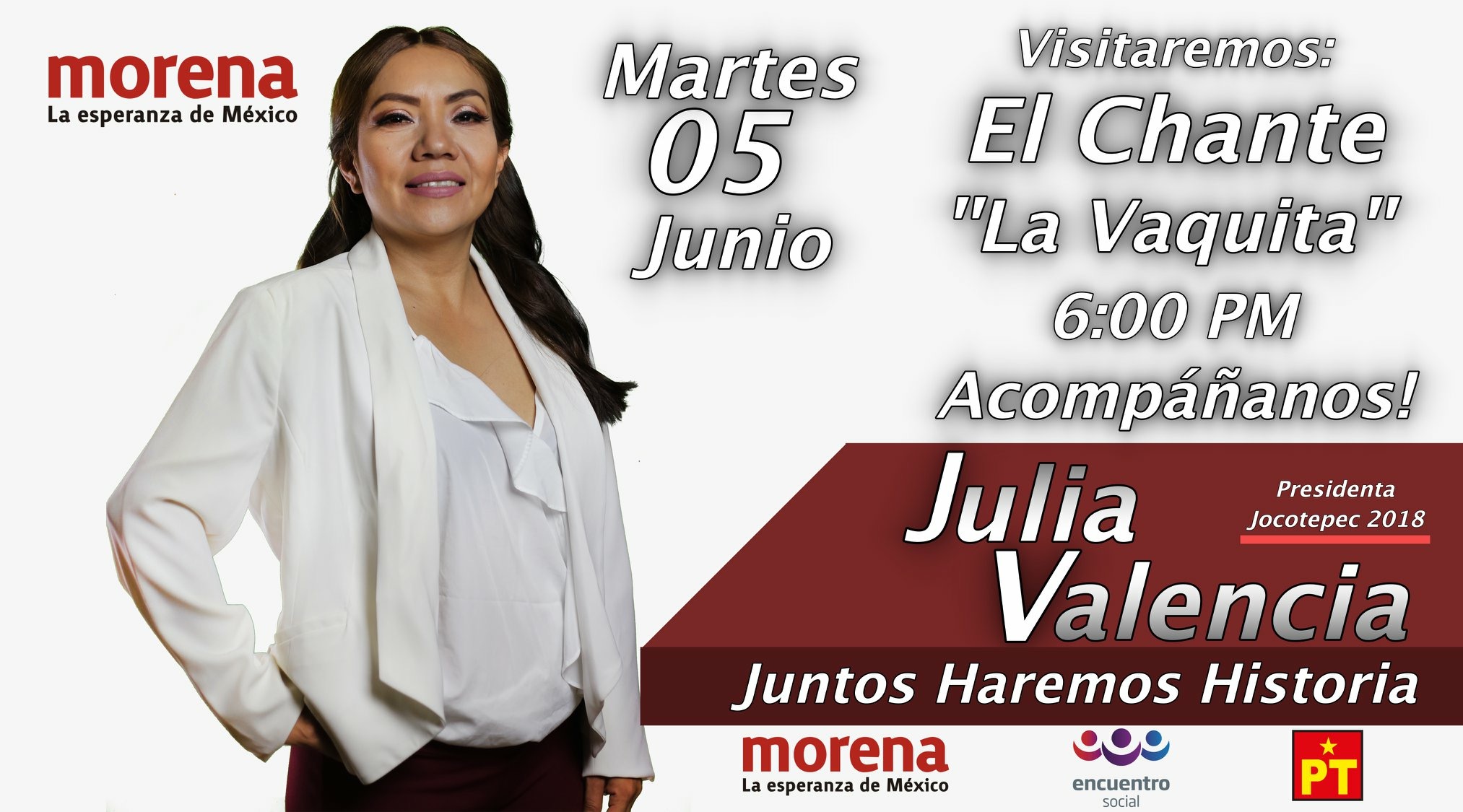 Julia Valencia,estará en la Vaquita, El Chante