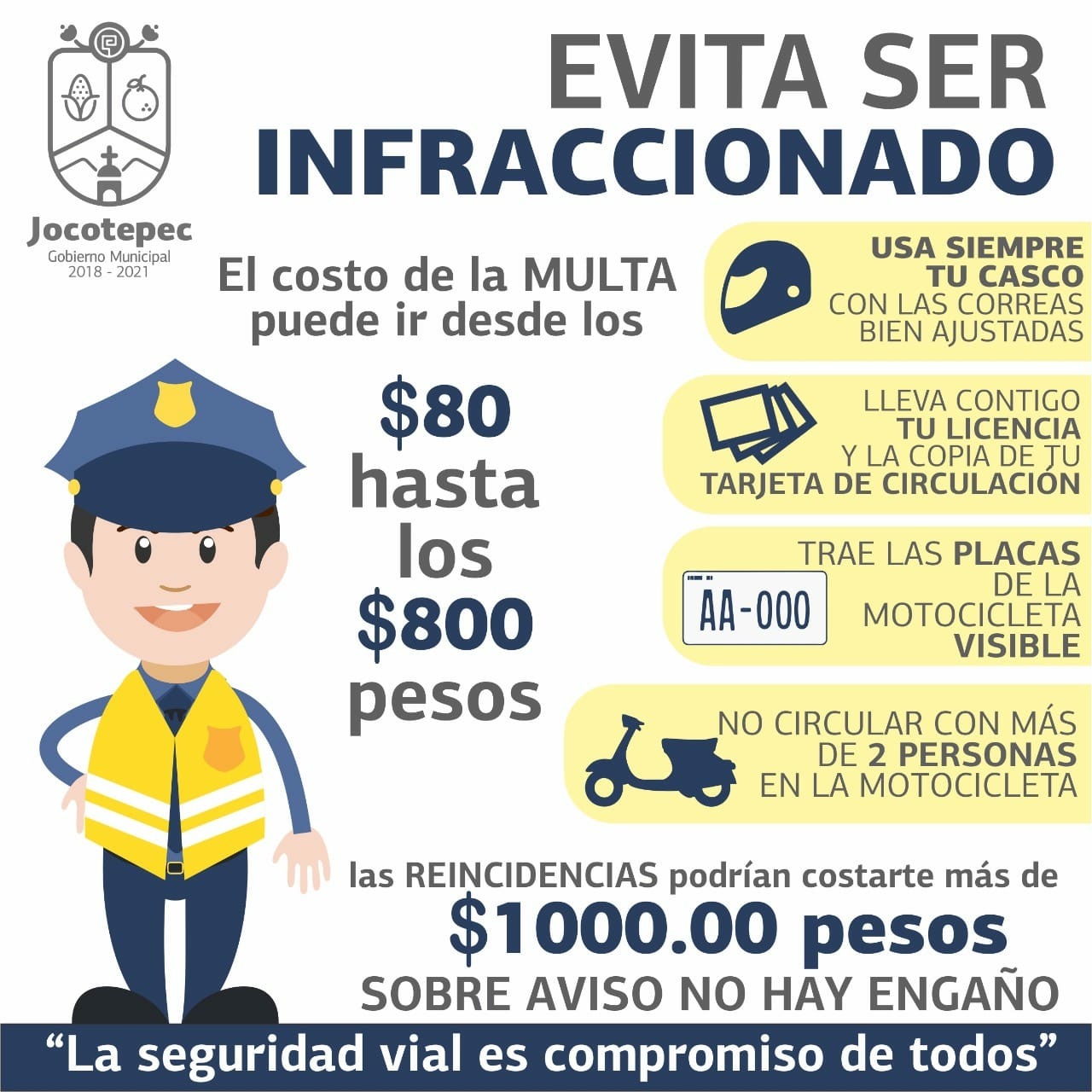 EVITA SER INFRACCIONADO,PONTE EL CASCO.